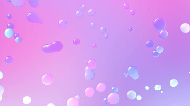 Abstract pink and blue liquid bubbles with glow pastel gradient colors. Animated looped background. Seamless loop in 4k. molecules Mixing and moving fast. Metamorphosis Structure. live Wallpaper