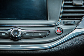 Fototapeta na wymiar Car interior. Dashboard. Radio in the car. 