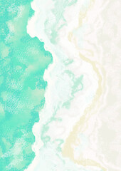 Fototapeta na wymiar Boho Sea Beach with Waves Print.. Abstract Background. Bohemian printable wall art, boho poster, pastel abstract art, landscape drawing, sea painting. Abstract Arrangements.