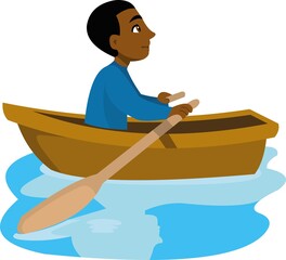 Vector illustration of a person rowing a boat