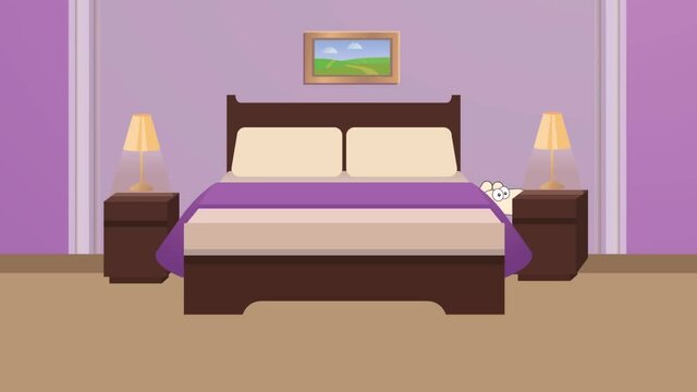 dog hiding in the bedroom  loop animation footage