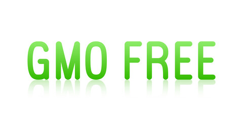 Gmo free - green text with reflection