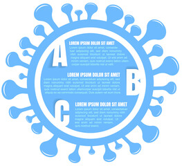 Vector coronavirus shape background with three ABC steps
