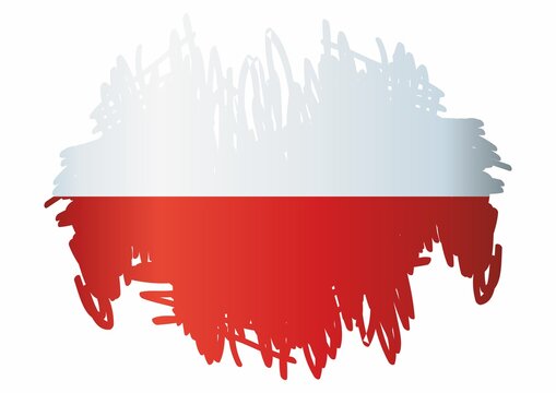 Flag of Poland, Polish flag, Bright, colorful vector illustration.