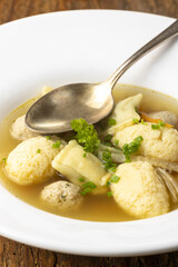 bavarian wedding soup in a plate