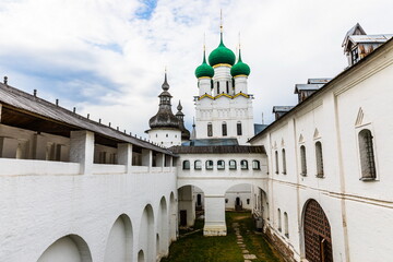 view of the famous Rostov kremlin, Russia. One of the oldest in the country and a tourist center of the Golden Ring.