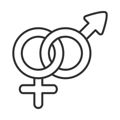 sexual health, gender female and male together line icon