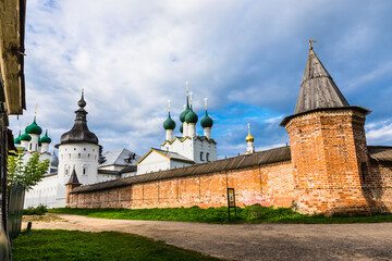 view of the famous Rostov kremlin, Russia. One of the oldest in the country and a tourist center of the Golden Ring.