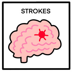 Strokes hand drawn vector illustration in cartoon doodle style brain with injury
