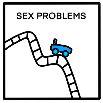 Sex problems hand drawn vector illustration in cartoon doodle style icon roller coaster