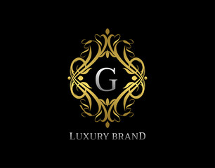 Luxury Gold Monogram G Letter Logo. Classic Golden badge design for Royalty, Letter Stamp, Boutique,  Hotel, Heraldic, Jewelry, Wedding.