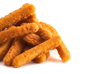 Pile of Chicken Fries isolated on a White Background