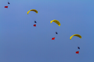 Changchun, Jilin, China: Airborne show in the sky during air show Chinese Air Force