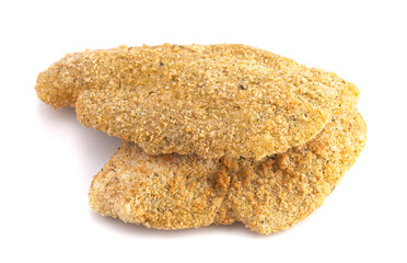 Golden Breaded Fish on a White Background