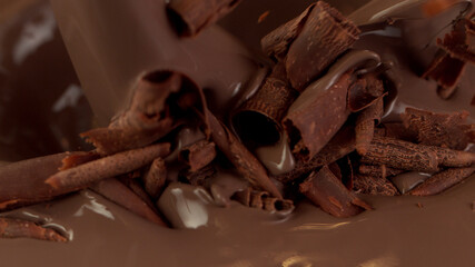 Detail of pouring hot chcocolate with curls