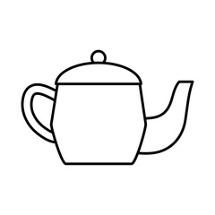 tea, teapot hot beverage with leaf line icon