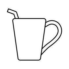 hot tea beverage with straw line icon
