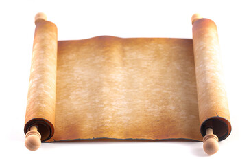 Open Antique Scroll Isolated on a White Background