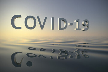 Sunset and end of the Covid-19 pandemic 3d rendering.