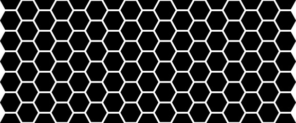 Black Hexagon seamless pattern. Honeycomb abstract background