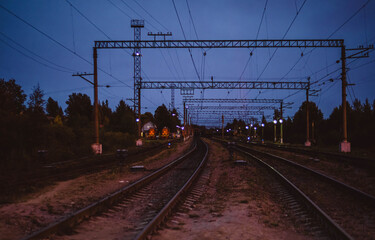 Fototapeta na wymiar railway in the morning