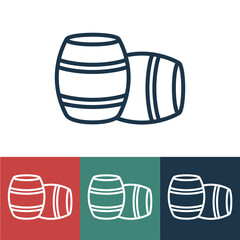 Linear vector icon with barrels of alcohol