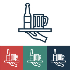 Linear vector icon with beer set