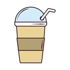 tea, cold fresh beverage takeaway cup with straw line and fill