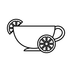 tea, cup with slice lime line icon