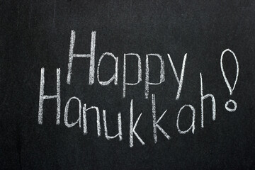 Chalkboard lettering Happy Hanukkah! lettering