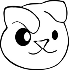 Black and white vector drawing of a dog