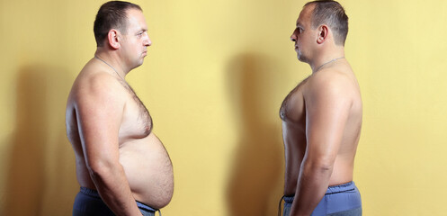 fat man on yellow background