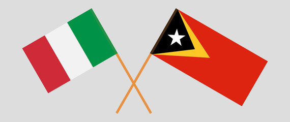 Crossed flags of East Timor and Italy