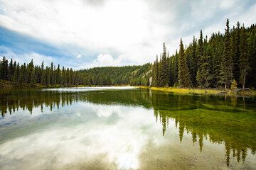 Fototapeta premium Horseshoe lake scenic views in fall at Denali National Park