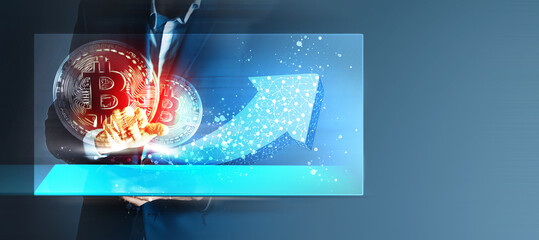 Cryptocurrency demand and growth concept