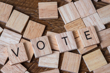 wood tiles word vote