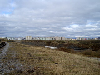 landscape in the distance on the city North of Russia Arctic