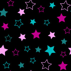 Fototapeta premium Asterisks. Seamless patterns. Design for fabric, wrapping paper, background, wallpaper. Vector.