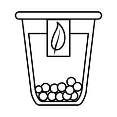 disposable cup with herbal beverage line icon