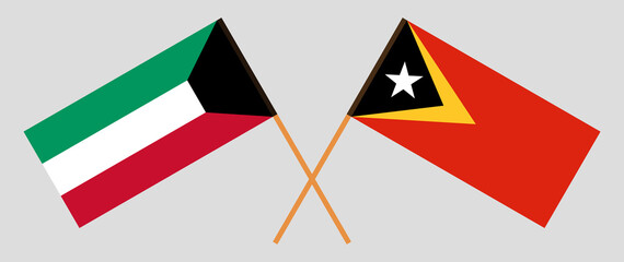 Crossed flags of East Timor and Kuwait