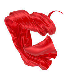 Beautiful flowing fabric of red wavy silk or satin. 3d rendering image.