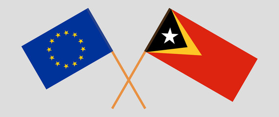 Crossed flags of East Timor and the EU