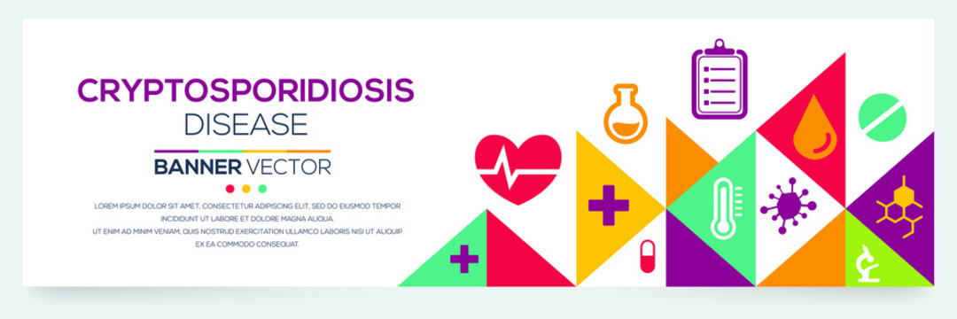 Creative (Cryptosporidiosis) disease Banner Word with Icons ,Vector illustration.	