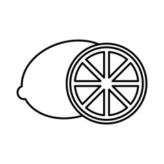 whole and slice lemon fruit citrus nature line icon