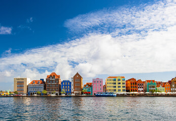 Colorful buildings harbor Willemstad Curacao
