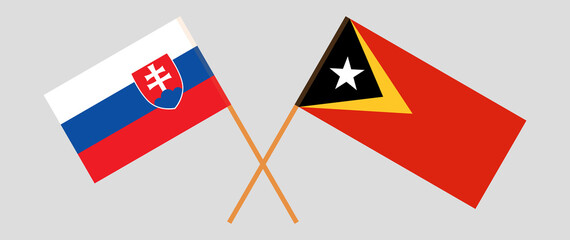Crossed flags of East Timor and Slovakia