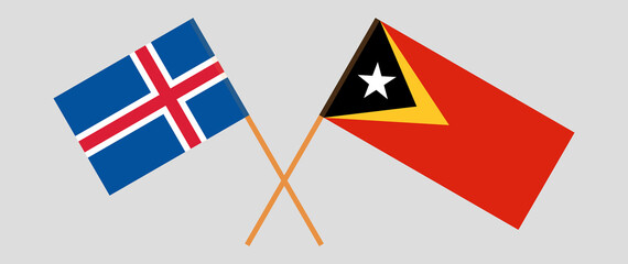 Crossed flags of East Timor and Iceland