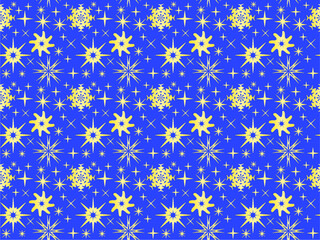 blue christmas and new year seamless pattern with golden snowflakes
