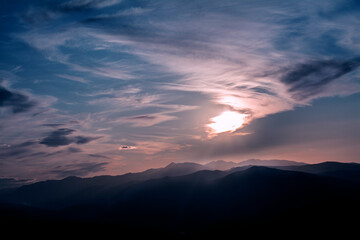 sunset over the mountains