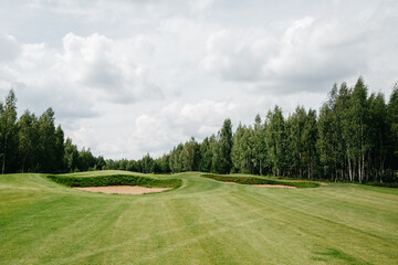 Fototapeta na wymiar beautiful green golf course in europe